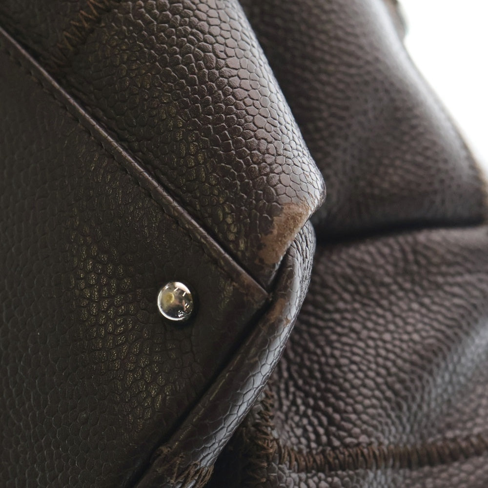 CHANEL(シャネル) チョコバー ボーリングバッグ ハンドバッグ ブラウン レザー シルバー金具 レディース