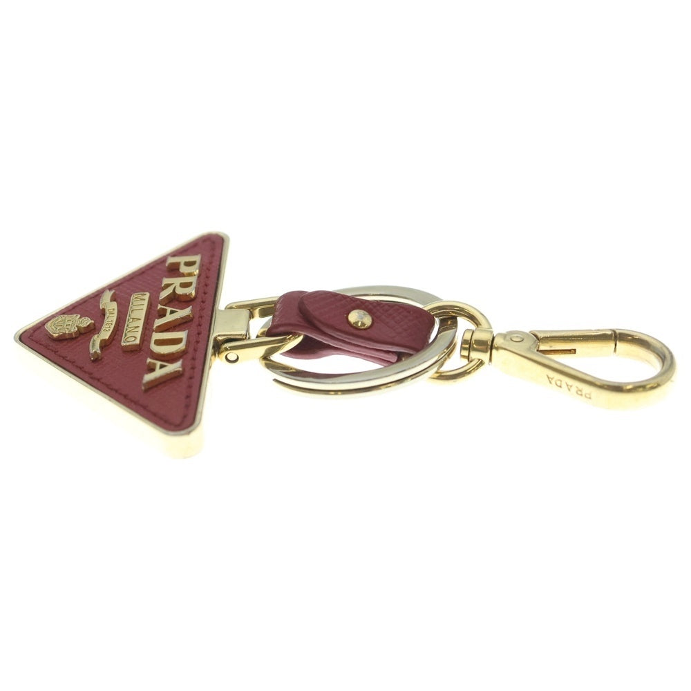 PRADA(プラダ) トライアングルロゴ キーリング バッグチャーム キーリング キーホルダー フィオッコ ゴールド×ピンク 1PP128