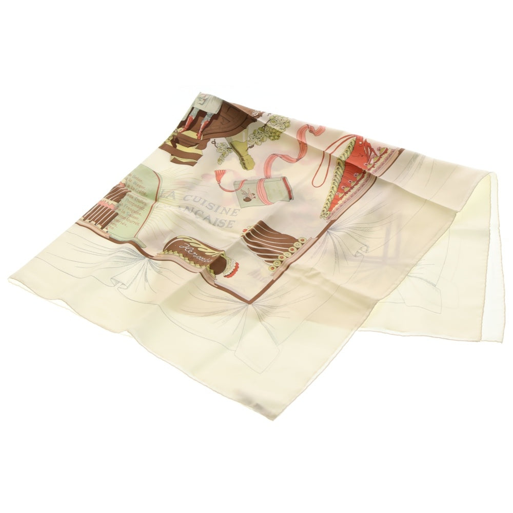 HERMES(エルメス) カレ90 シルク スカーフ フランス料理を讃えて A LA GLOIRE DE LA CUISINE FRANCAISE アイボリー レディース