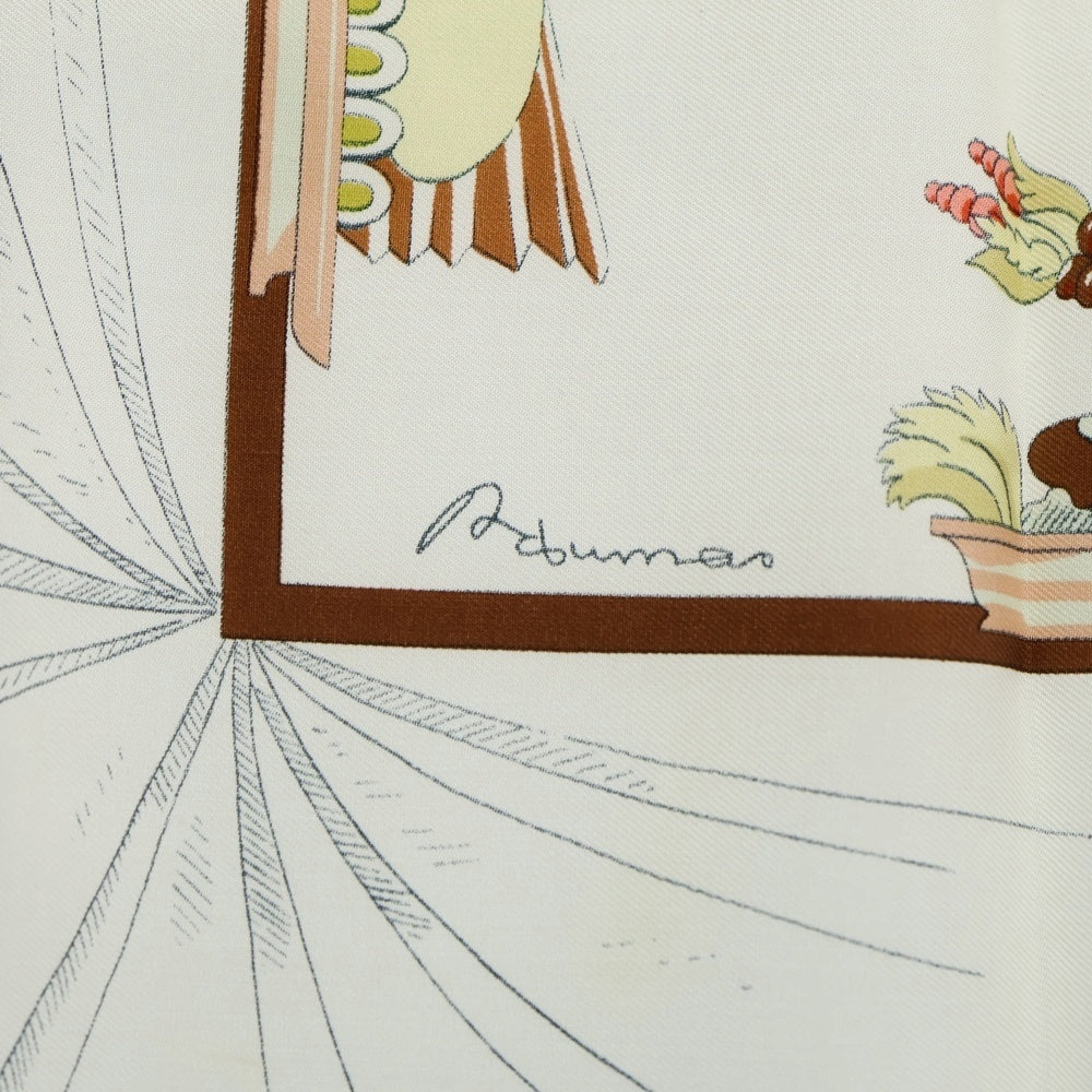 HERMES(エルメス) カレ90 シルク スカーフ フランス料理を讃えて A LA GLOIRE DE LA CUISINE FRANCAISE アイボリー レディース