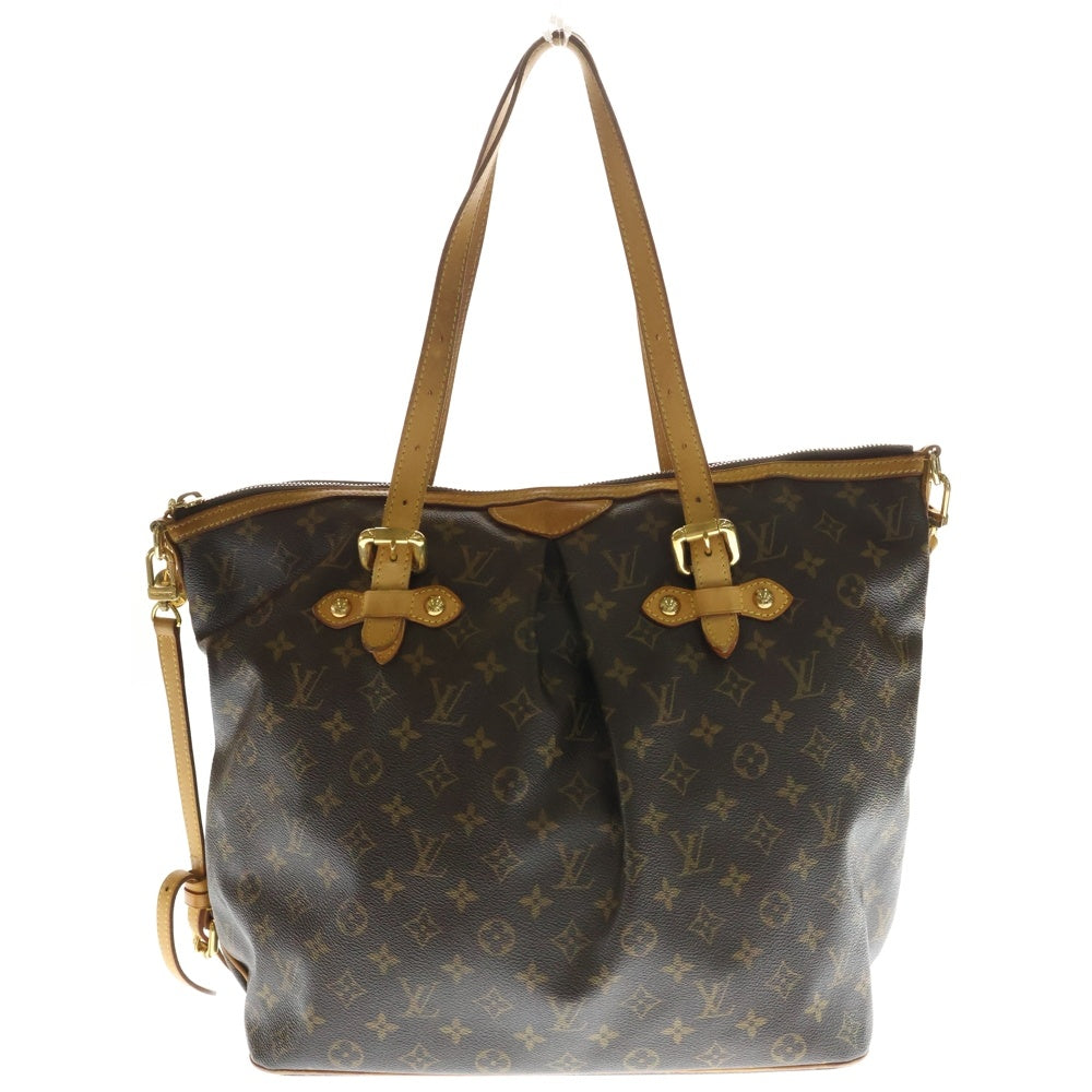 LOUIS VUITTON(ルイヴィトン) モノグラム パレルモPM トートバッグ ハンドバッグ ブラウン レザー×PVC M40145 ゴールド金具 レディース