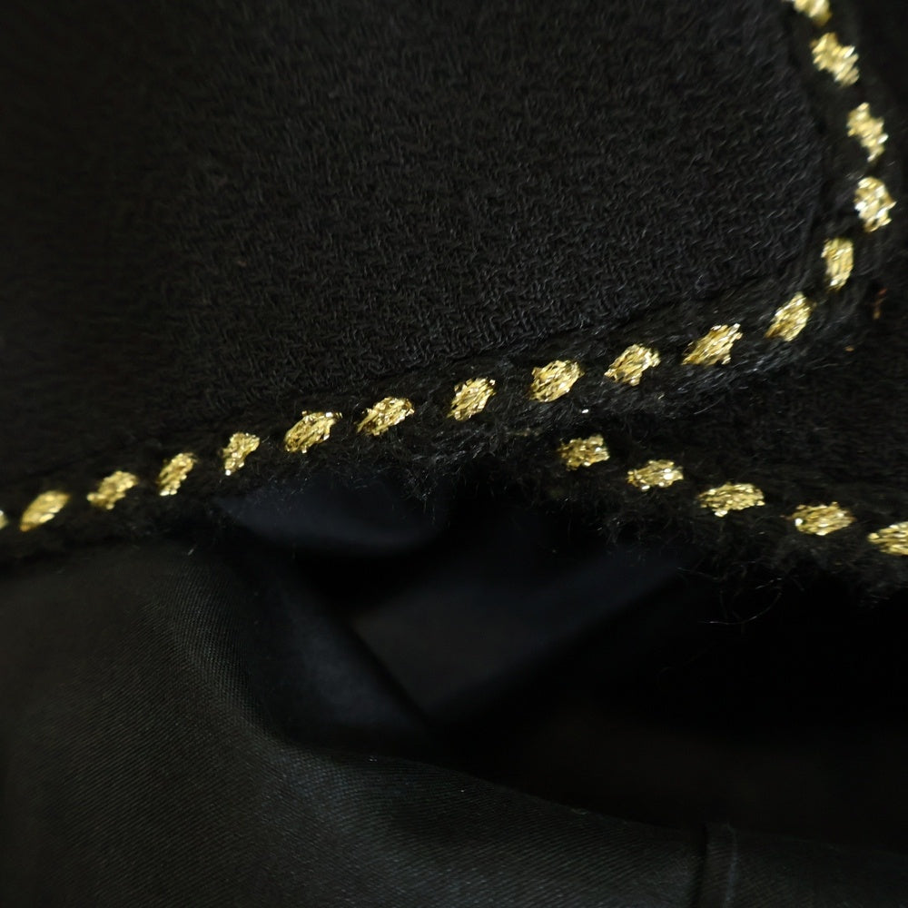 CHANEL(シャネル) ツイード セットアップ ノーカラージャケット ミディアムスカート ブラック レディース