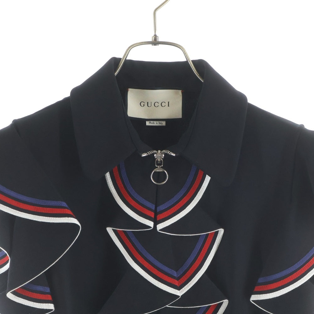 GUCCI(グッチ) 17AW ウェブ フリル ジップアップ ジャージー ワンピース ブラック 467507 X51R109 レディース