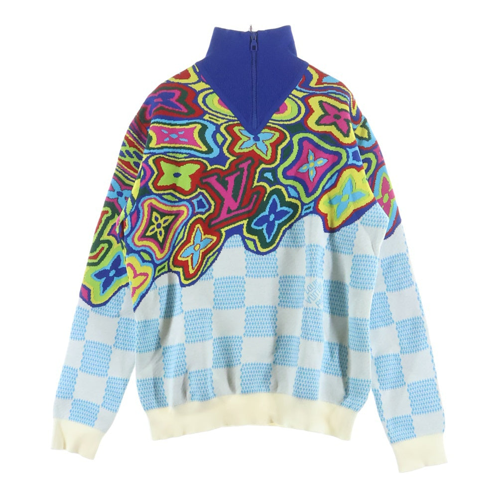 LOUIS VUITTON(ルイヴィトン) 21SS ダミエ ディストーデット ハーフジップニット ブルー/マルチ RM211 ZLW HKN79W