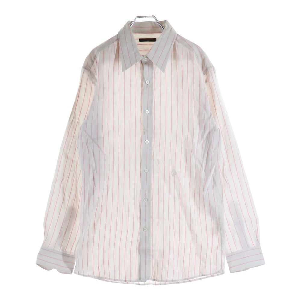 LOUIS VUITTON(ルイヴィトン) LVロゴ刺繍 ストライプ総柄 長袖シャツ ピンク