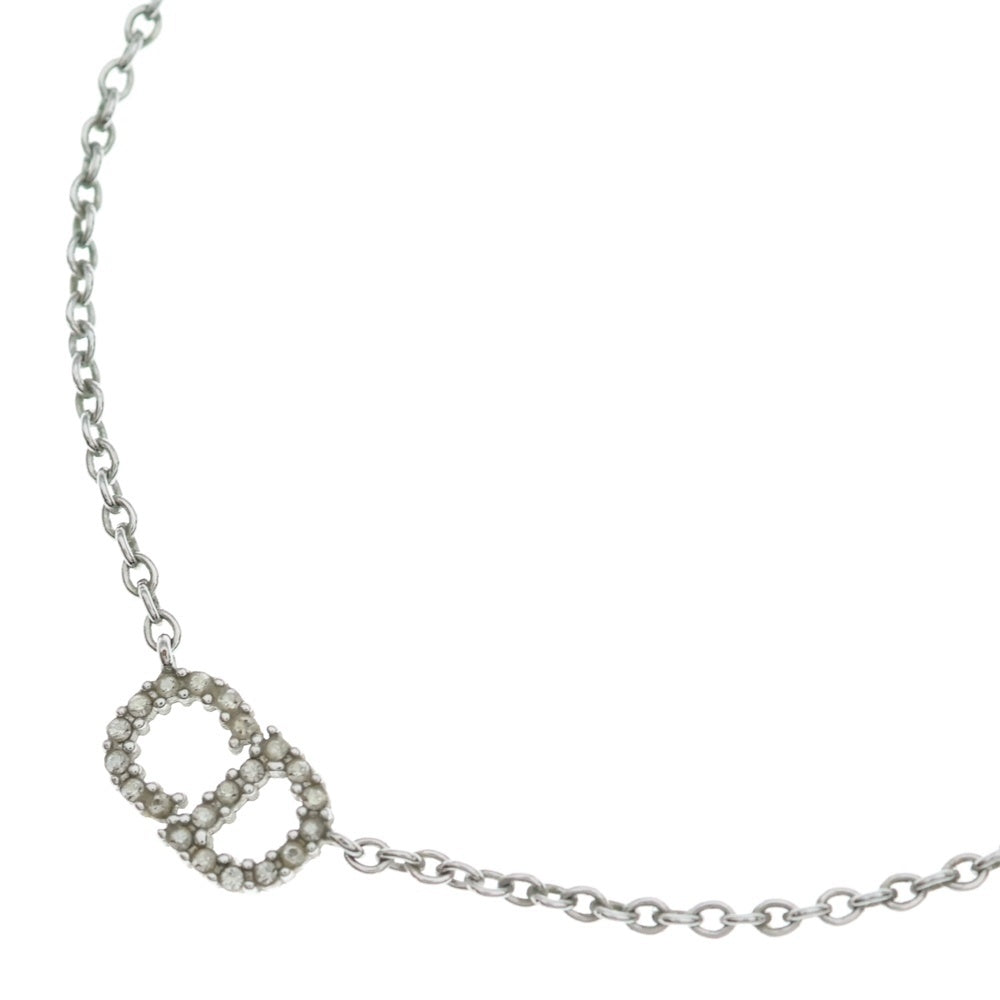 Christian Dior(クリスチャンディオール) CDロゴ ラインストーンネックレス ペンダント シルバー SV レディース