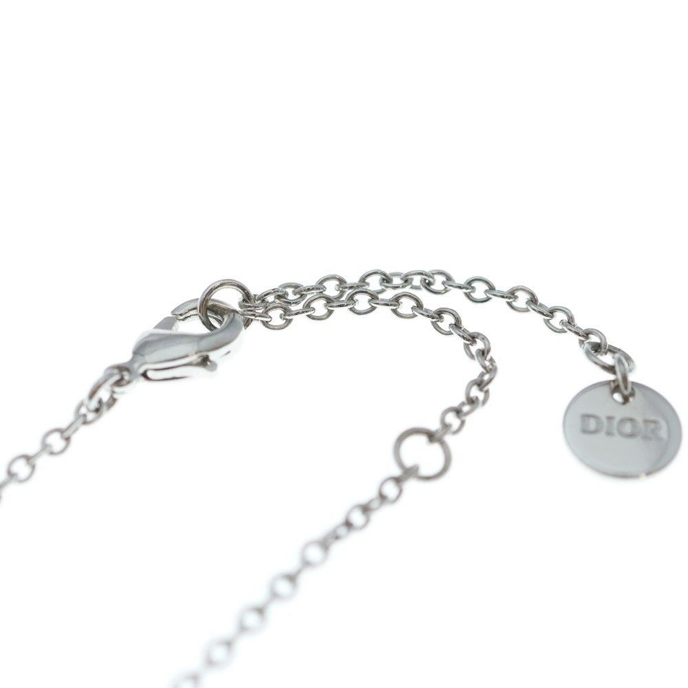 Christian Dior(クリスチャンディオール) CDロゴ ラインストーンネックレス ペンダント シルバー SV レディース