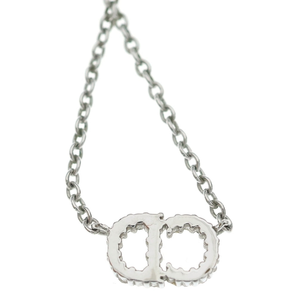 Christian Dior(クリスチャンディオール) CDロゴ ラインストーンネックレス ペンダント シルバー SV レディース
