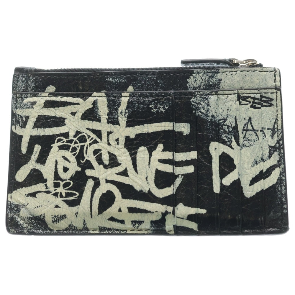 BALENCIAGA(バレンシアガ) グラフティ フラグメント カードケース ブラック レザー 640535