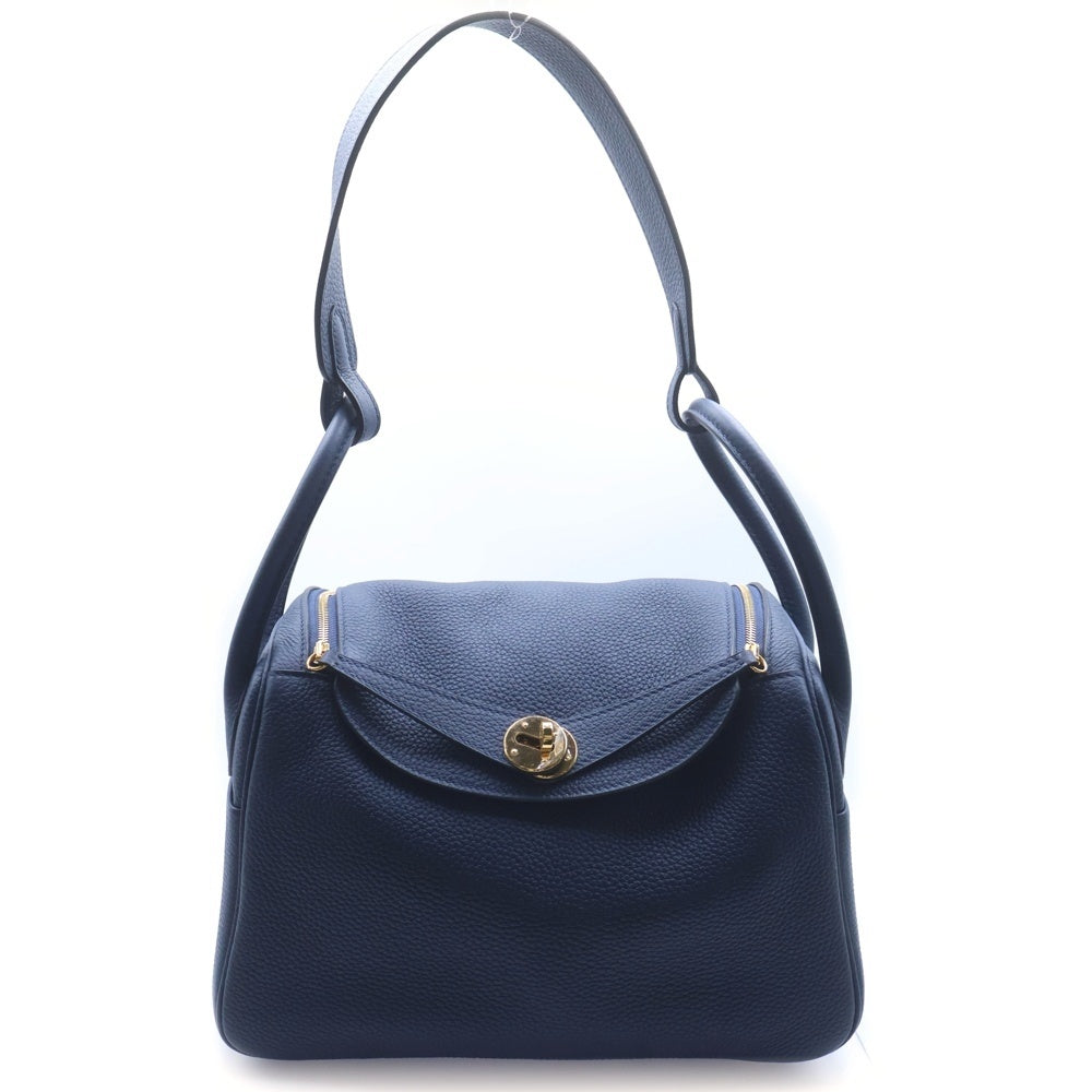 HERMES(エルメス) リンディ26 トリヨンクレマンス ヴェルソ ハンドバッグ ネイビー レザー C刻印 ゴールド金具 レディース