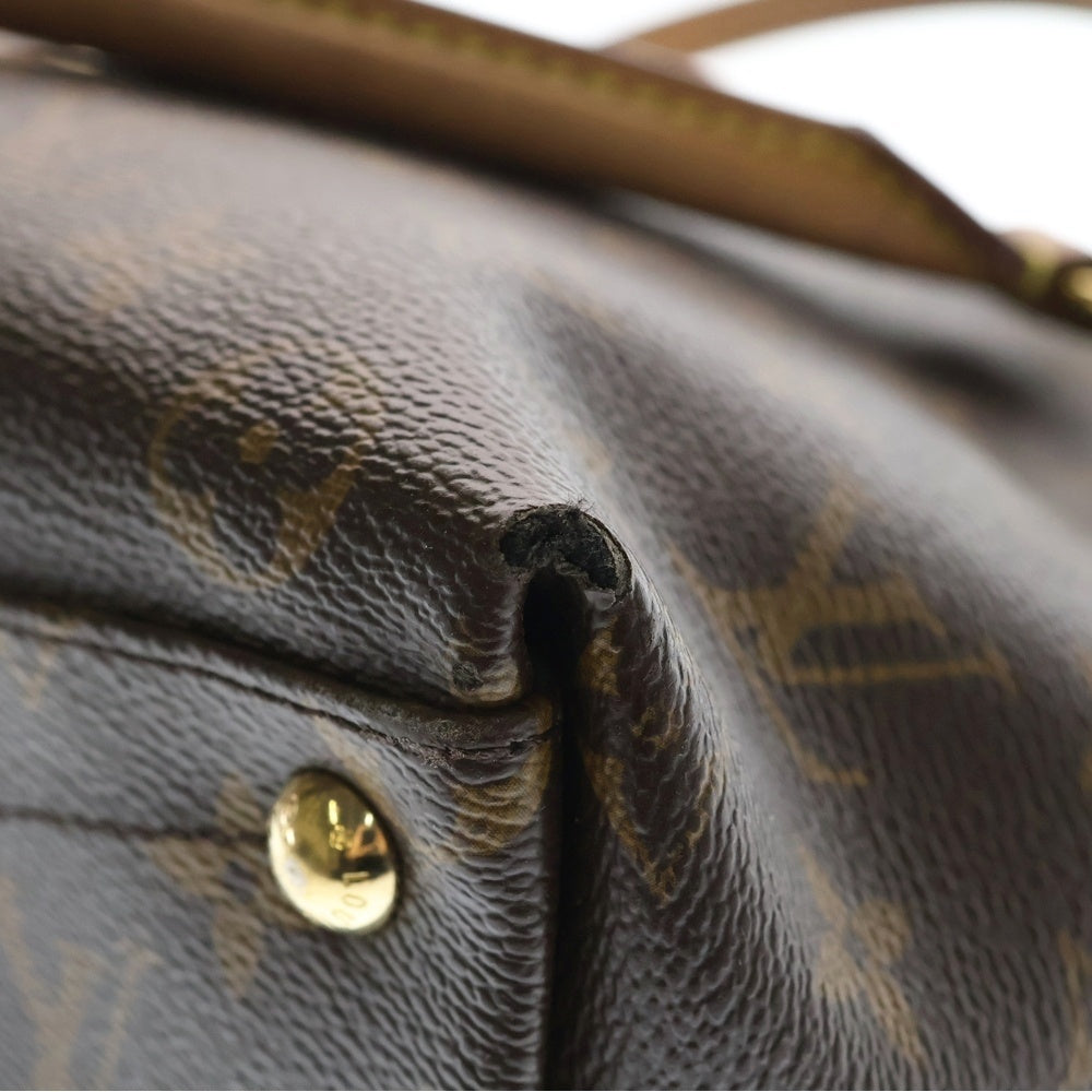 LOUIS VUITTON(ルイヴィトン) モノグラム VトートBB 2WAY ハンド ショルダーバッグ ゴールド金具 ブラウン/レッド M43966 レディース