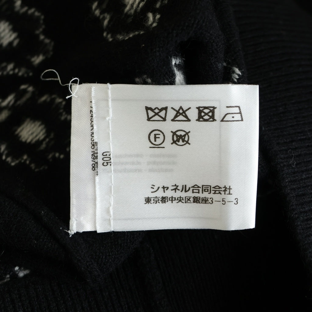 CHANEL(シャネル) ココマーク デイジー ジャガード 総柄 カシミヤ プルオーバー 長袖ニット セーター ブラック レディース P72453K10396