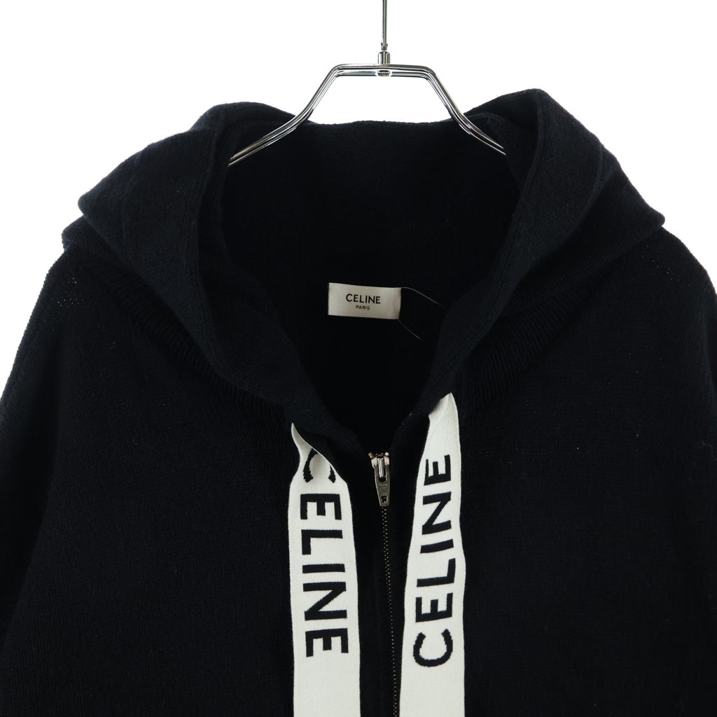 CELINE(セリーヌ) 21AW カシミヤニット ジップアップ パーカー フーディー ブラック 2A77O373N
