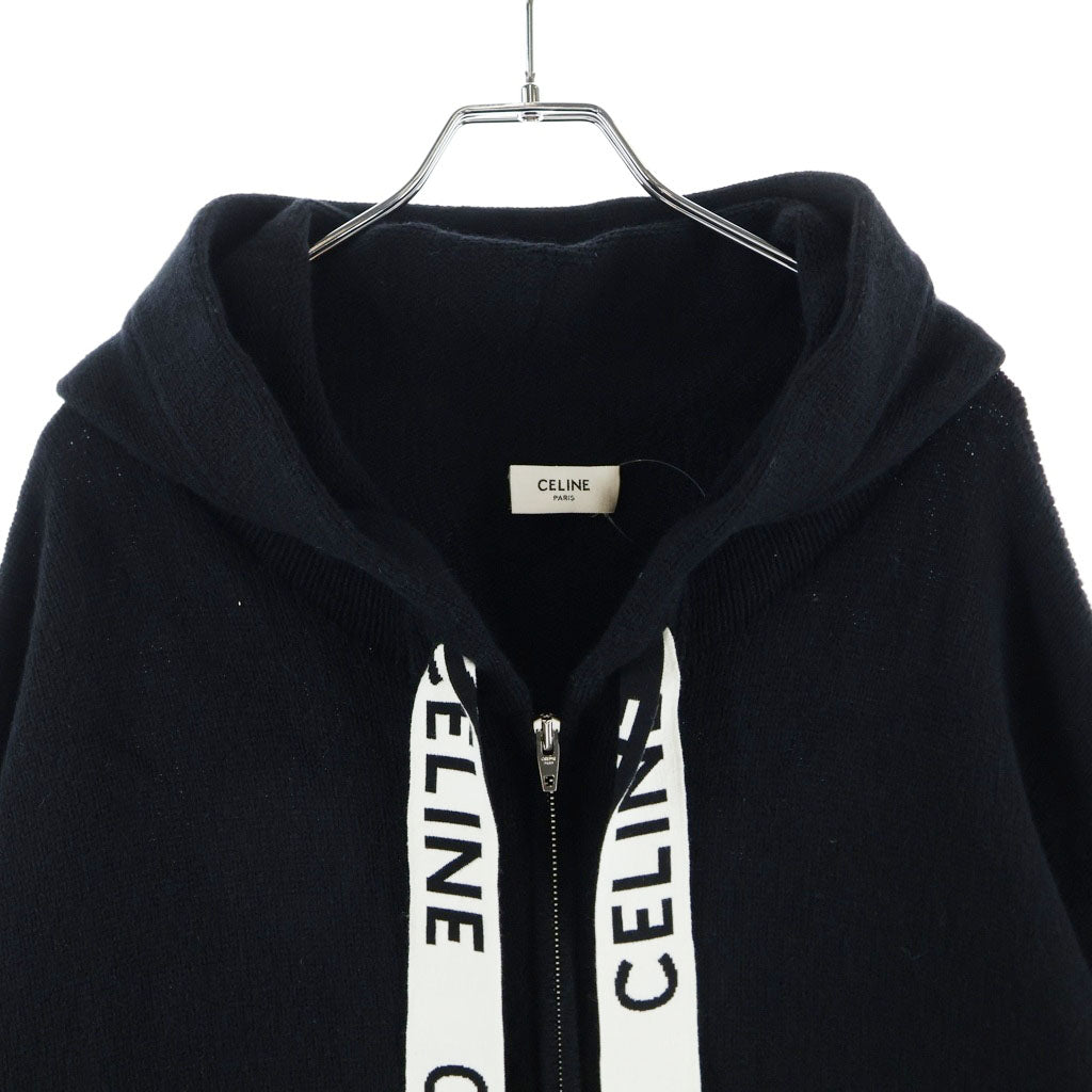 CELINE(セリーヌ) 21AW カシミヤニット ジップアップ パーカー フーディー ブラック 2A77O373N