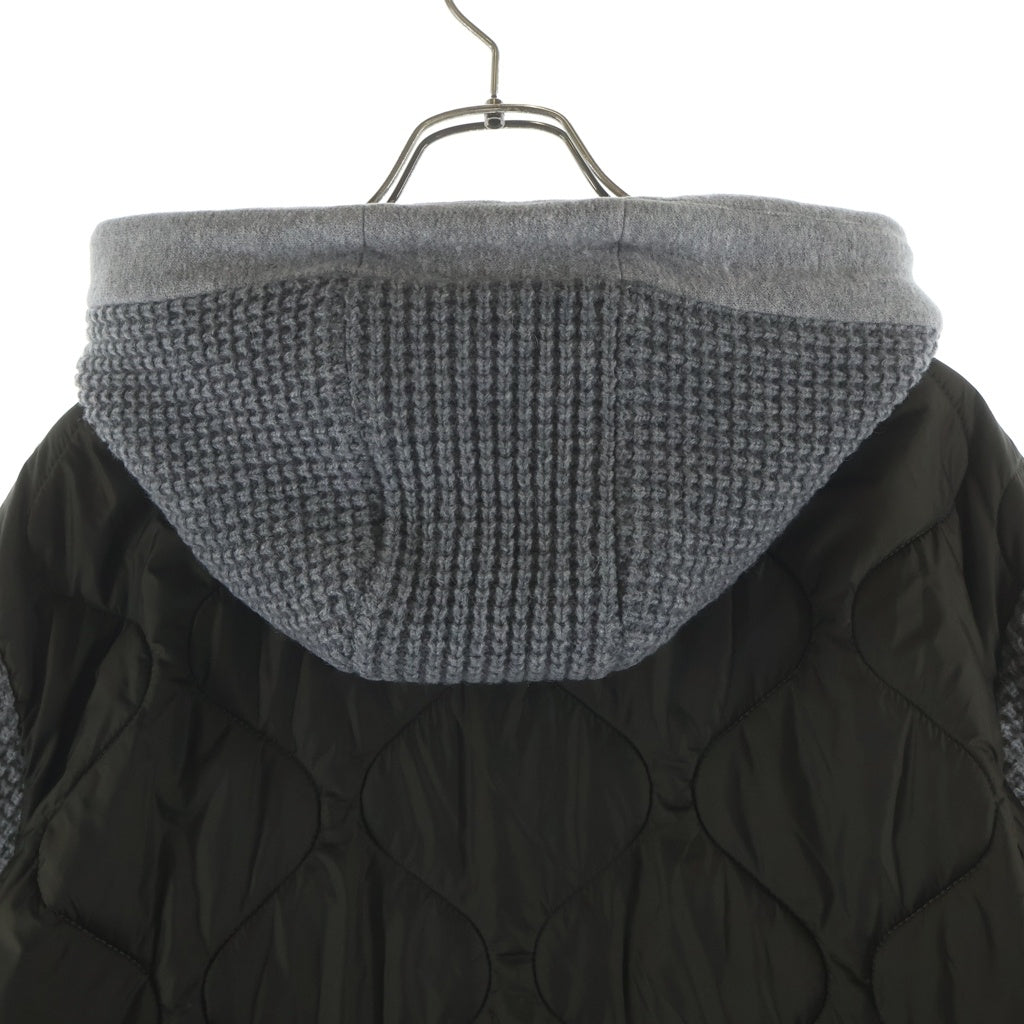 MONCLER(モンクレール) ワッフル ダウン切り替え パーカー フーディー グレー×カーキ C20918413800