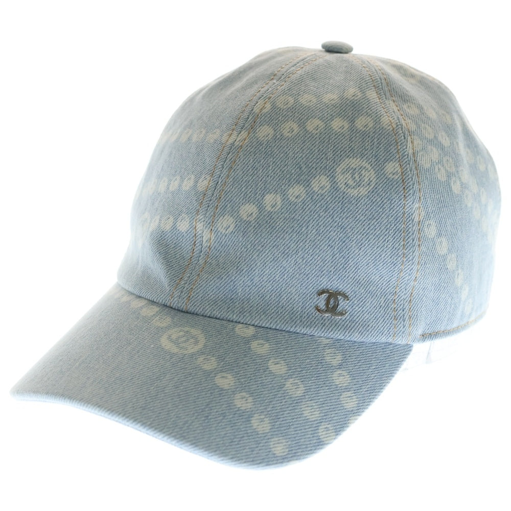 CHANEL(シャネル) 25SS ココマーク ウォッシュ加工 プリント デニム ベースボールキャップ 帽子 インディゴ レディース