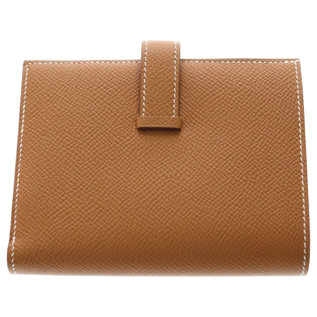 HERMES(エルメス) ベアンコンパクト 財布 ゴールド ブラウン エプソン レザー W刻印 ゴールド金具 レディース