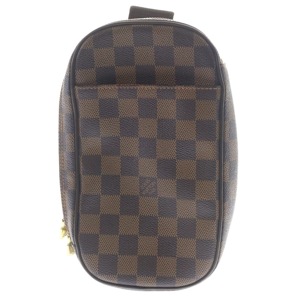 LOUIS VUITTON(ルイヴィトン) ダミエ ポシェットガンジュ ウエストバッグ ボディバッグ ショルダーバッグ ブラウン レザー×PVC N51870 ゴールド金具 レディース