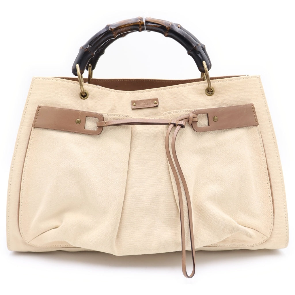 GUCCI(グッチ) バンブー キャンバス トート ハンドバッグ ベージュ 