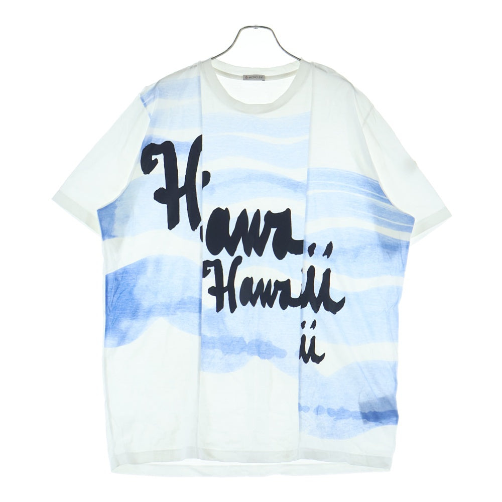 MONCLER(モンクレール) 22SS ワッペンロゴ グラフィックプリント クルーネック 半袖Tシャツ カットソー ライトブルー H10918C00047 8390Y