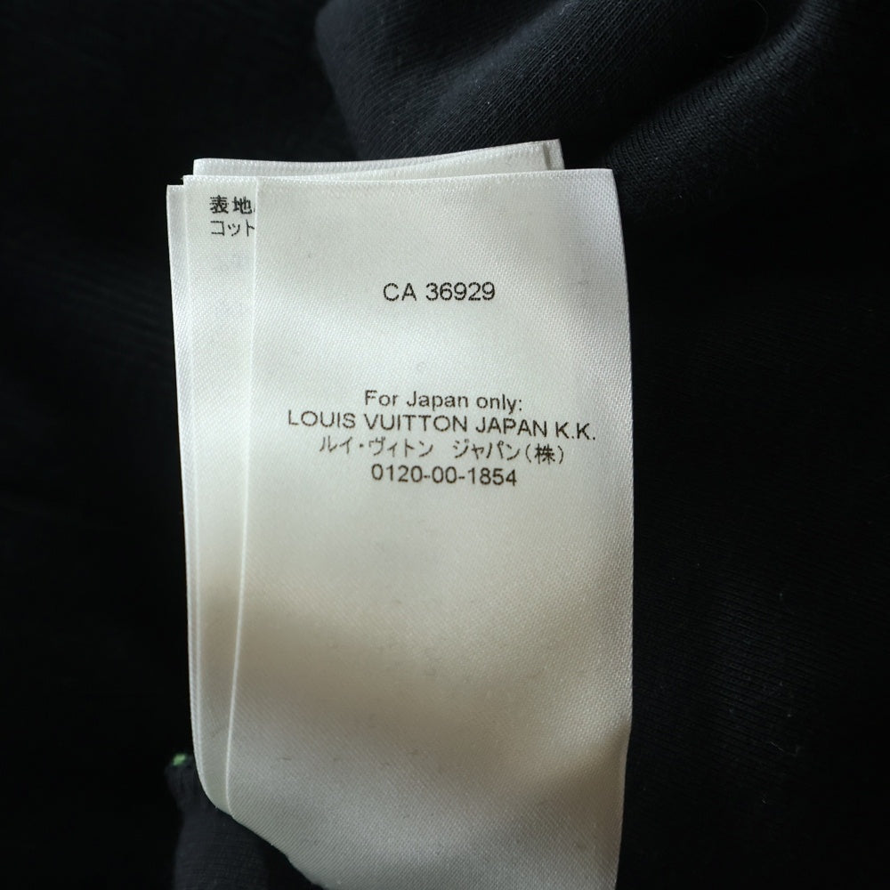 LOUIS VUITTON(ルイヴィトン) 22AW LVアイズ グラフィック ベロア プルオーバースウェットパーカー フーディー ブラック/グリーン RM222 RC6 HNY88W