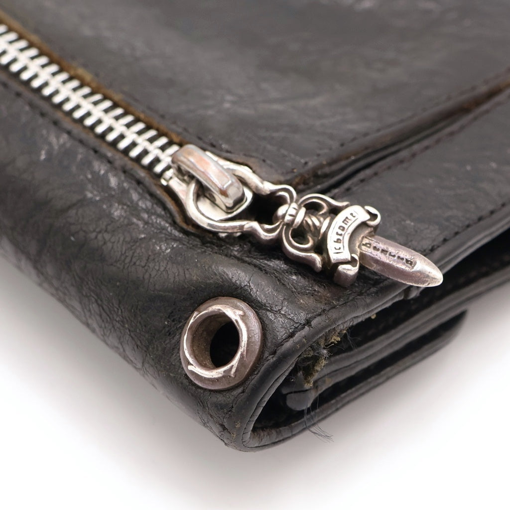 CHROME HEARTS(クロムハーツ) WAVE ウェーブ レザーウォレット 財布 ブラックBCA375