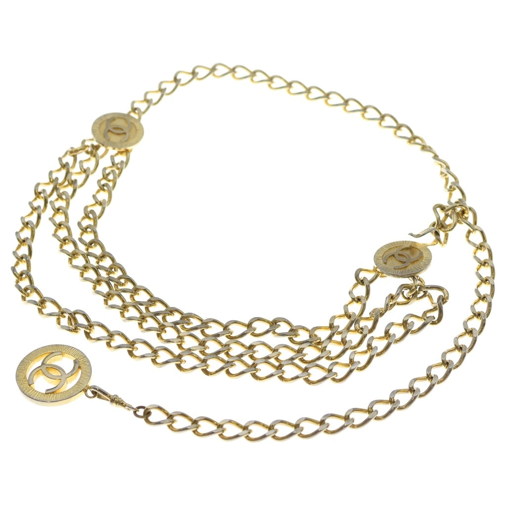CHANEL(シャネル) 1984 ココマーク 3連チェーンベルト ゴールド レディース