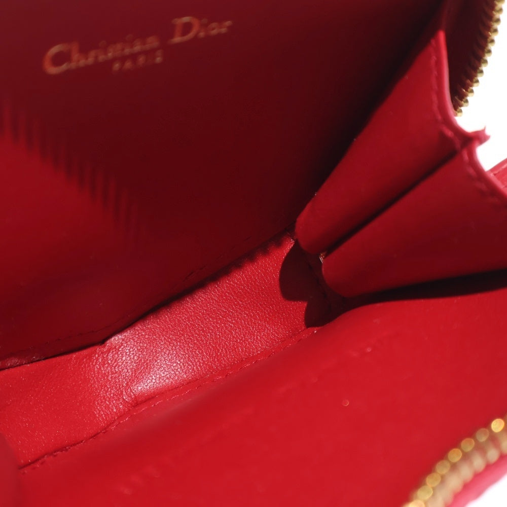 DIOR(ディオール) カロ チェーンハートポーチ ショルダーバッグ ミニバッグ ピンクレッド レザー ゴールド金具 レディース