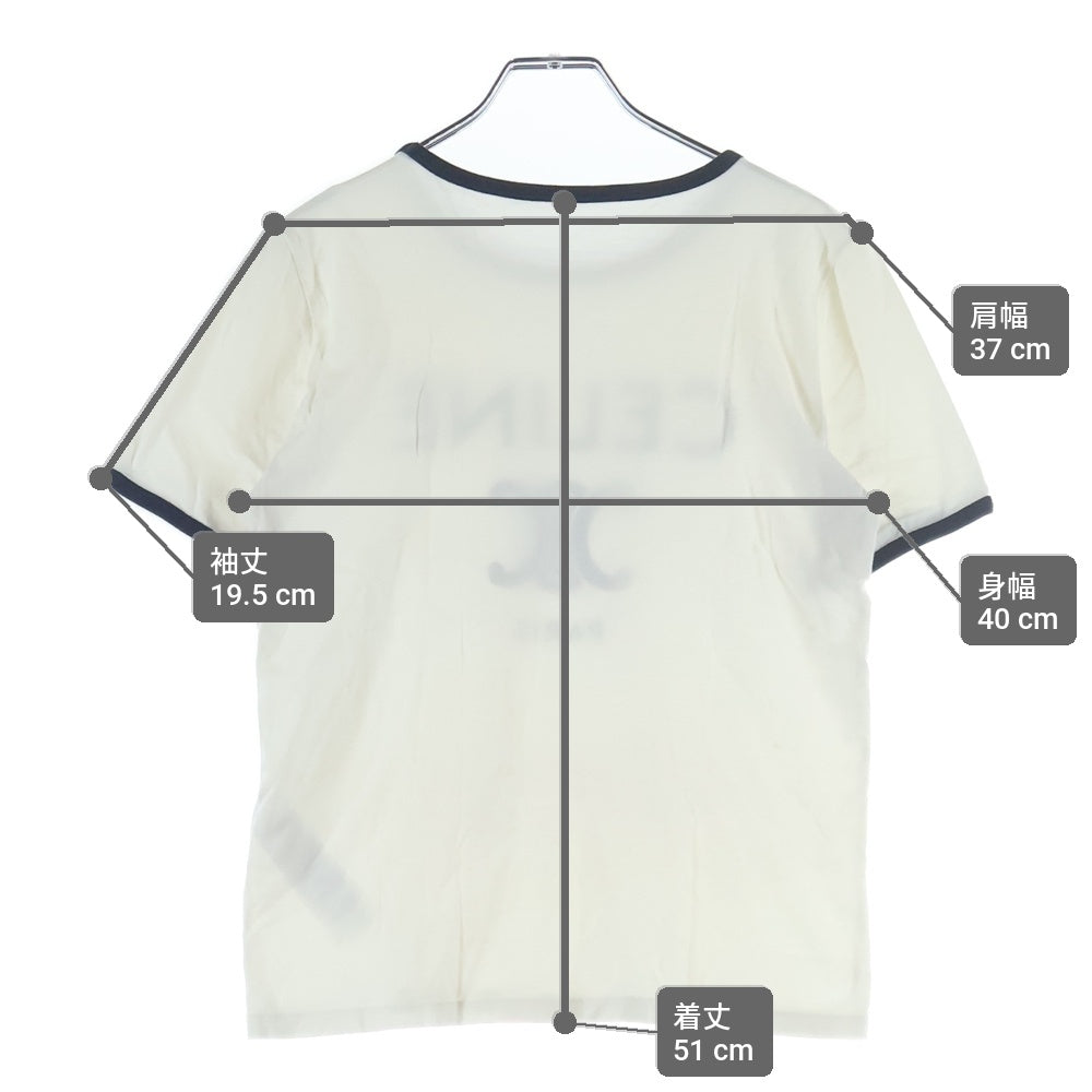 CELINE(セリーヌ) トリオンフロゴプリント クルーネック 半袖Tシャツ カットソー ホワイト レディース 2X872671Q