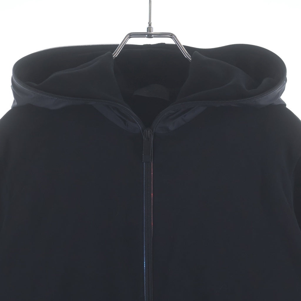 MONCLER(モンクレール) 25AW ラバーワッペンロゴ ナイロン切り替え ジップアップ スウェットパーカー フーディー ブラック K20918G00013 89AZY