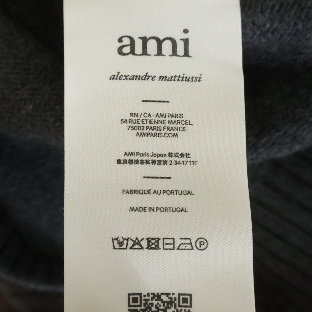 ami paris(アミパリス) ハートロゴ ジャガード ウール ニット カーディガン グレー UKC367.018 レディース