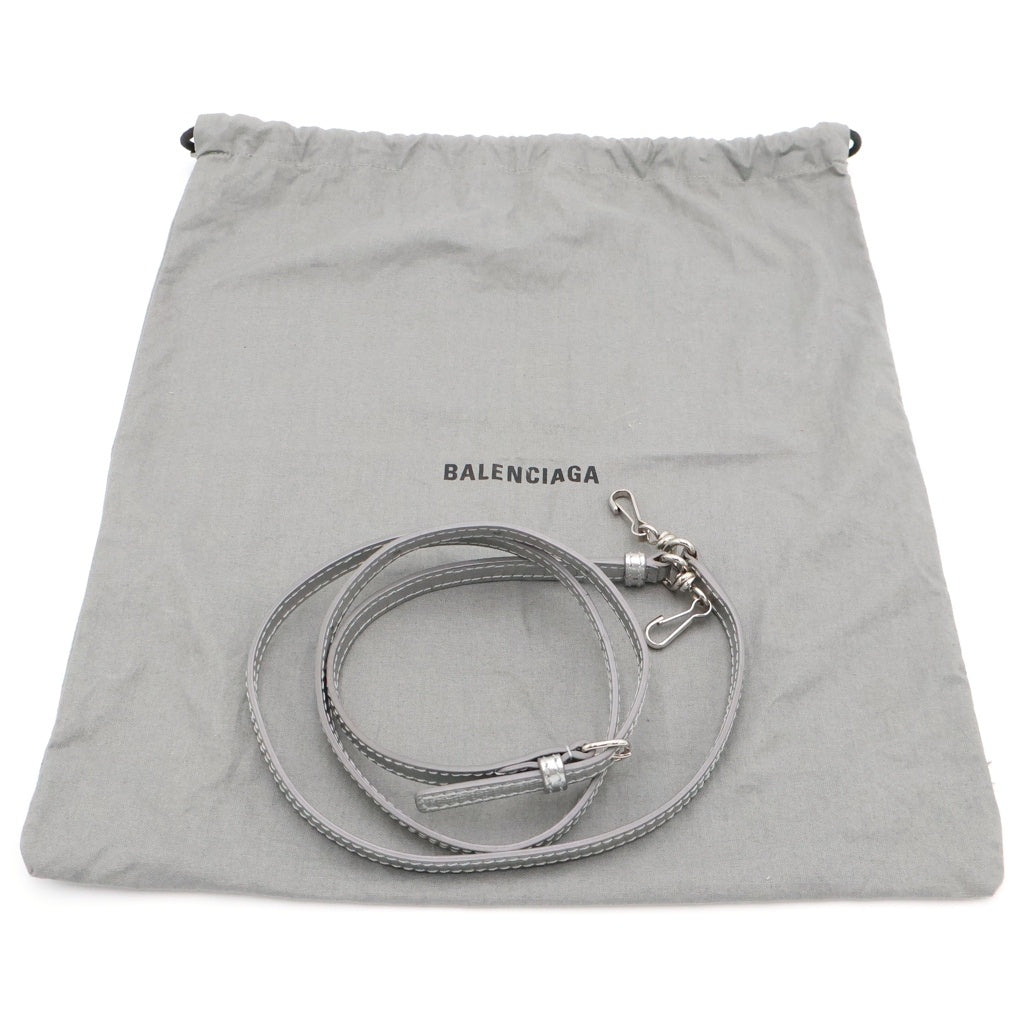 BALENCIAGA(バレンシアガ) ショッピング トート XXS ショルダーバッグ ハンドバッグ ミニトートバッグ グレー シルバー レザー 597858 シルバー金具 レディース