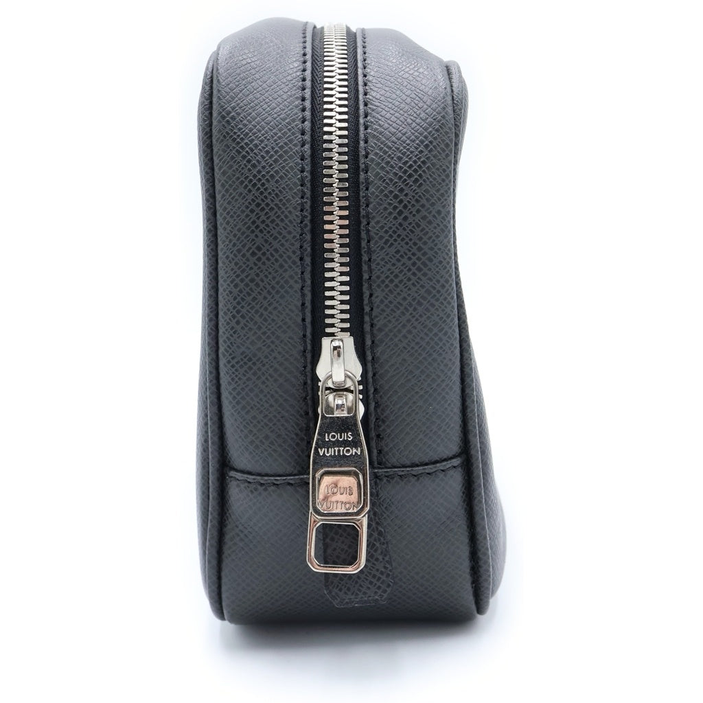 LOUIS VUITTON(ルイヴィトン) タイガ トゥルーストワレット セカンドバッグ ポーチ 収納 クラッチ ブラック レザー M30212 シルバー金具
