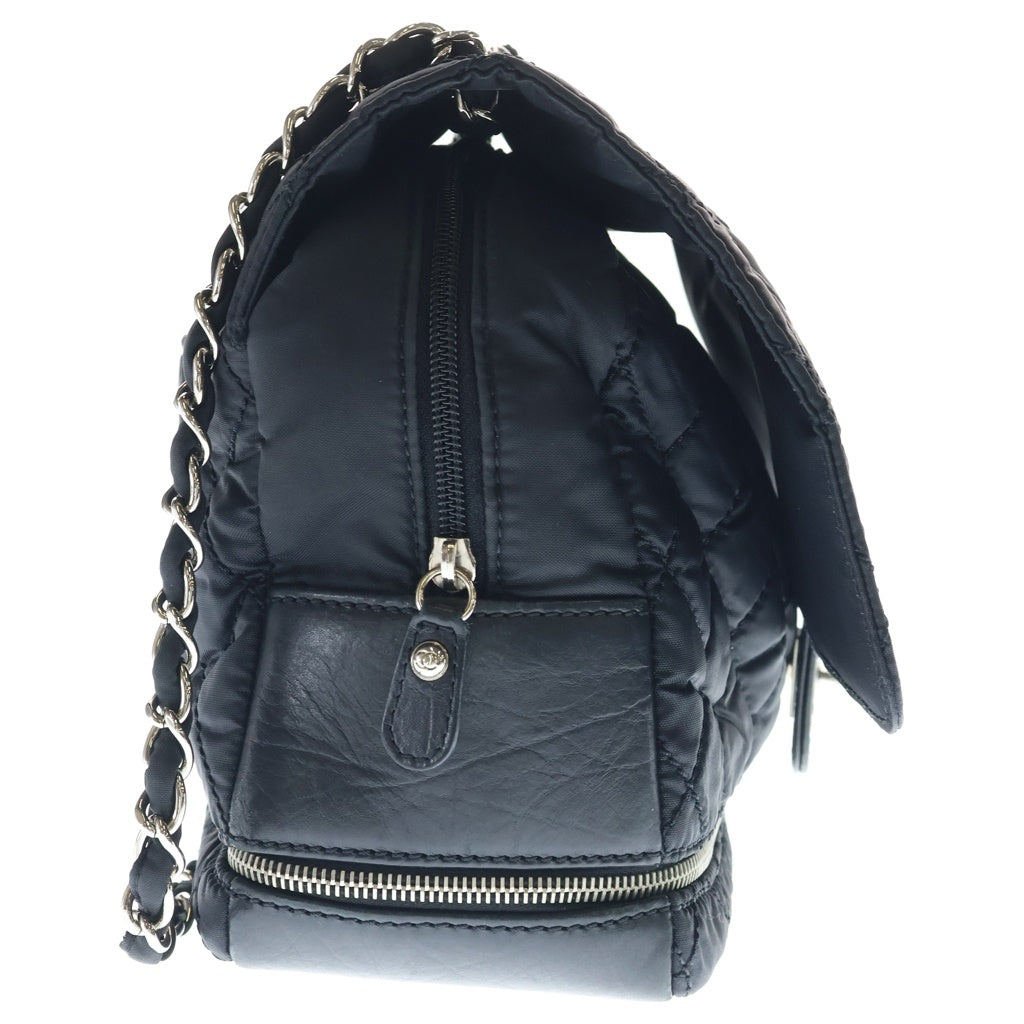 CHANEL(シャネル) マトラッセ ダブルチェーン ラウンドファスナー ハンドバッグ チェーンバッグ ブラック ナイロン×レザー シルバー金具 レディース