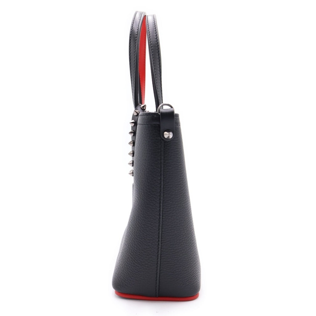 CHRISTIAN LOUBOUTIN(クリスチャンルブタン) カバタ ミニ トートバッグ ハンドバッグ ショルダーバッグ ブラック レザー 1205054 シルバー金具 レディース