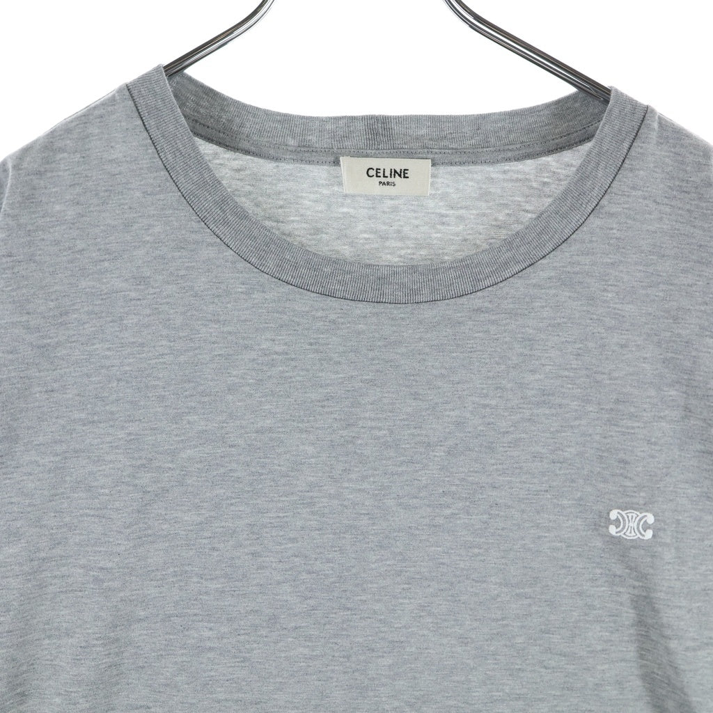 CELINE(セリーヌ) トリオンフロゴ刺繍 クルーネック 半袖Tシャツ カットソー グレー 2X04I6712Q.09MO