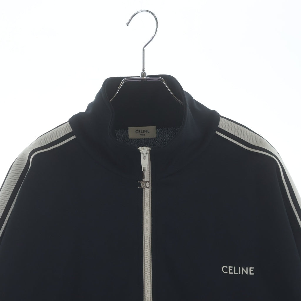 CELINE(セリーヌ) 24SSロゴ刺繍 ダブルフェイスジャージ トラックスーツ ジップアップジャケット ブラック 2Y4901210.38NO