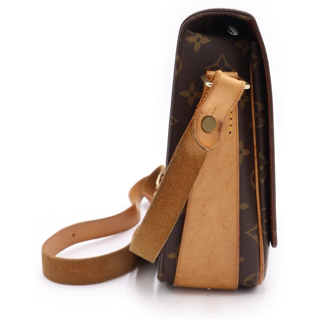 LOUIS VUITTON(ルイヴィトン) モノグラム カルトシエールGM ショルダーバッグ ブラウン レザー×PVC M51252 ゴールド金具 レディース