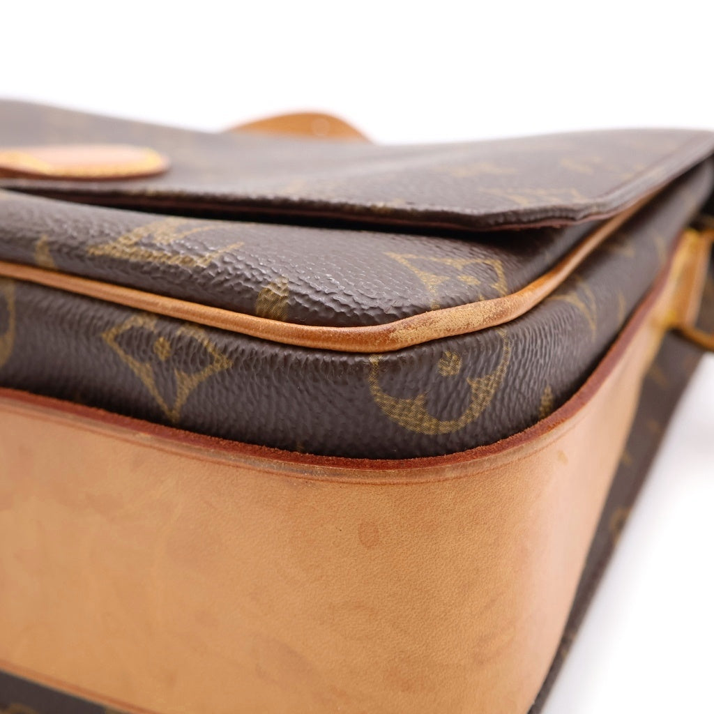 LOUIS VUITTON(ルイヴィトン) モノグラム カルトシエールGM ショルダーバッグ ブラウン レザー×PVC M51252 ゴールド金具 レディース