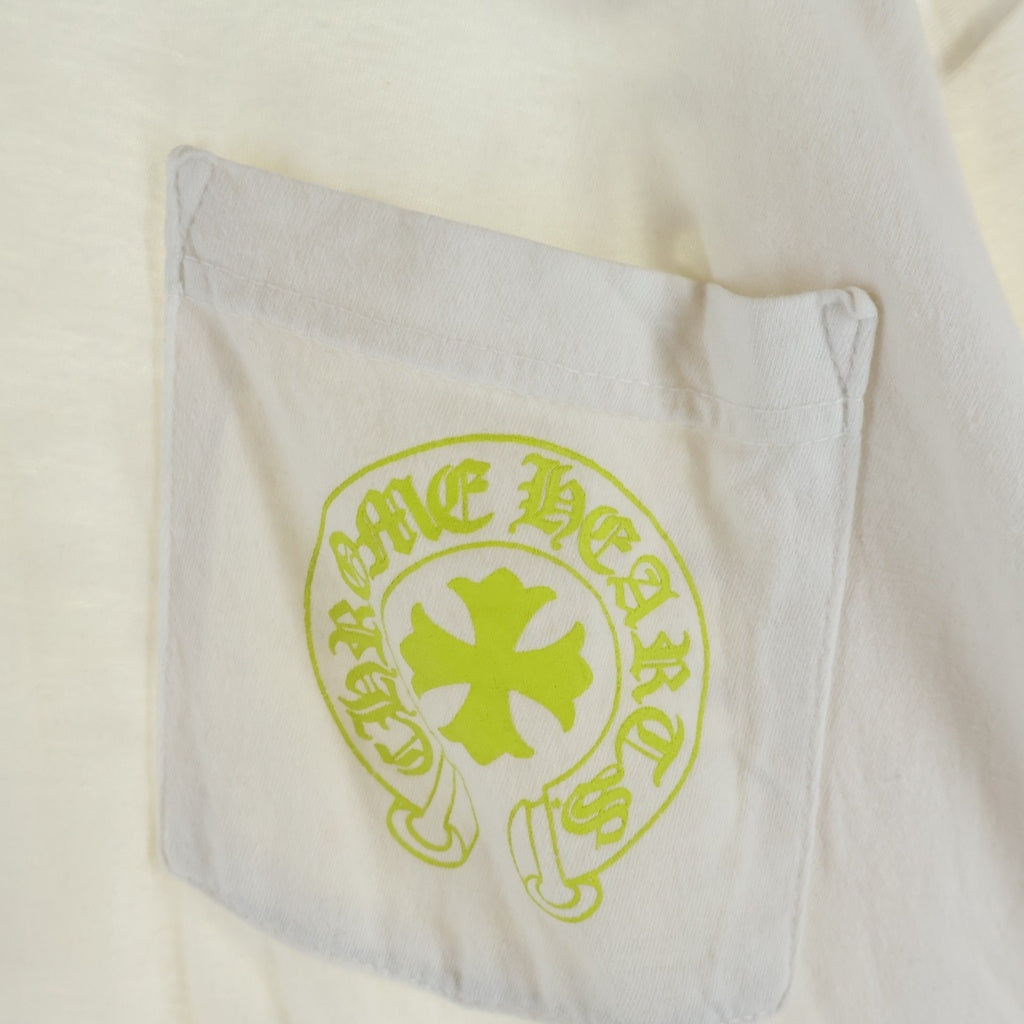 CHROME HEARTS(クロムハーツ) ヴァーティカルロゴ ロングスリーブTシャツ 長袖Tシャツ カットソー 袖フローラル ホワイト