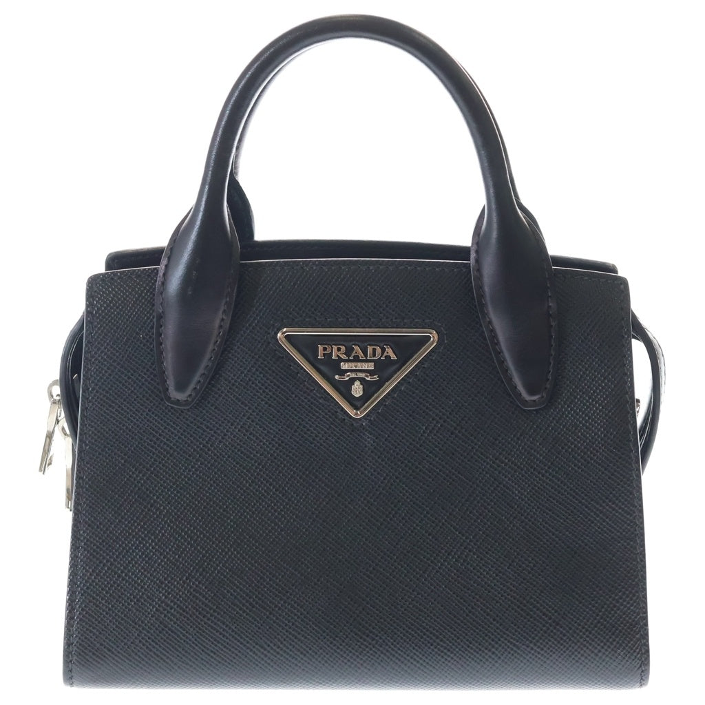 PRADA(プラダ) 2WAYハンドバッグ ショルダーバッグ ブラック サフィアーノ レザー 1BA297 シルバー金具 レディース
