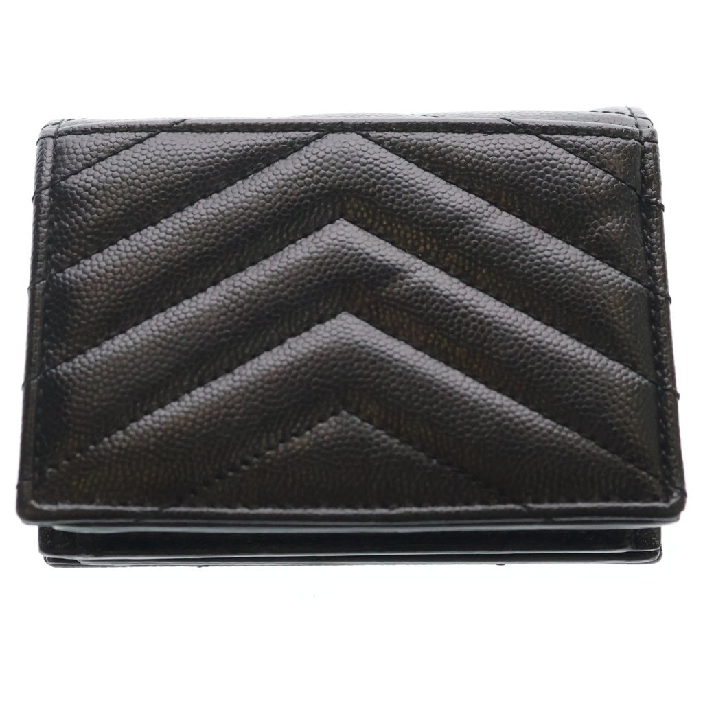 SAINT LAURENT PARIS(サンローランパリ) カサンドラ 二つ折り財布 コンパクトウォレット コインケース ブラック レザー ゴールド金具 レディース