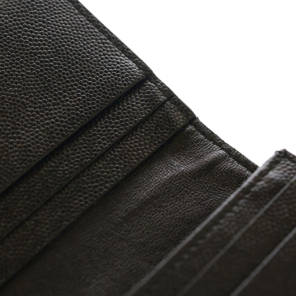 SAINT LAURENT PARIS(サンローランパリ) カサンドラ 二つ折り財布 コンパクトウォレット コインケース ブラック レザー ゴールド金具 レディース