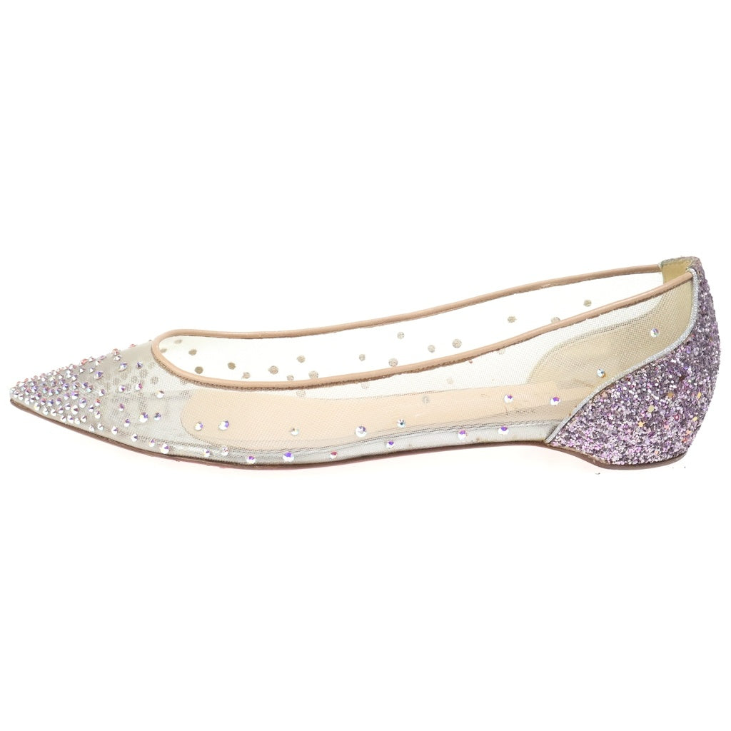 CHRISTIAN LOUBOUTIN(クリスチャンルブタン) スパンコールパンプス メッシュフラットシューズ ベージュ #39 レディース