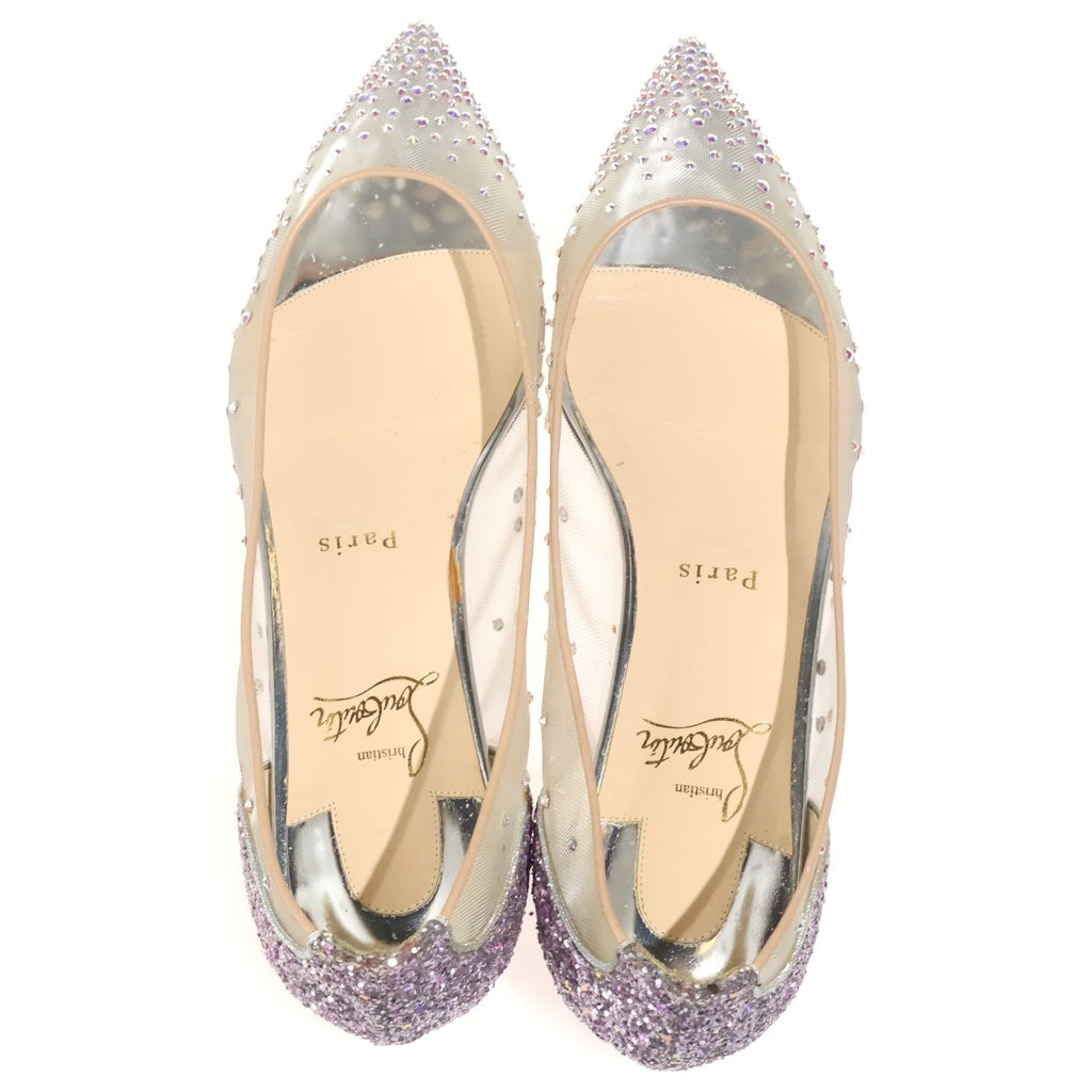 CHRISTIAN LOUBOUTIN(クリスチャンルブタン) スパンコールパンプス メッシュフラットシューズ ベージュ #39 レディース