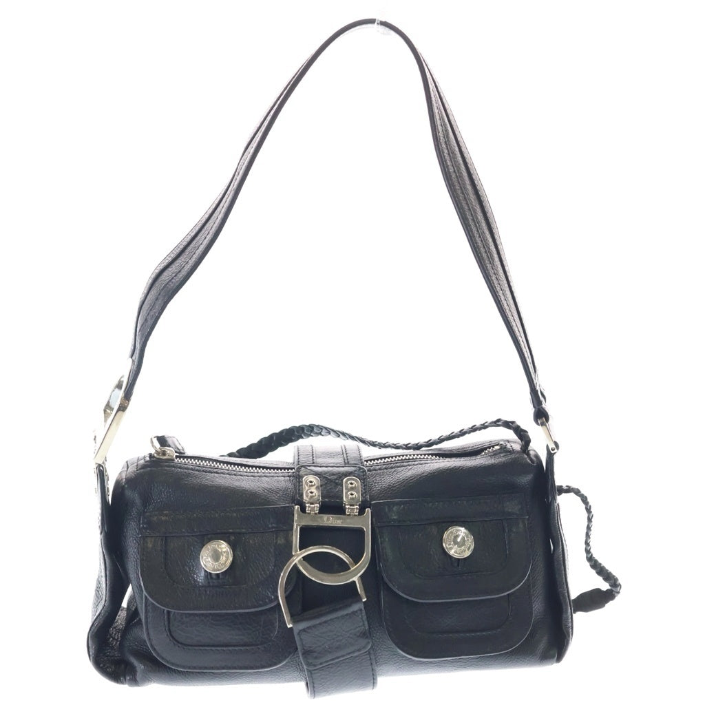 DIOR(ディオール) フライトバッグ ワンショルダーバッグ ハンドバッグ ブラック レザー シルバー金具 レディース