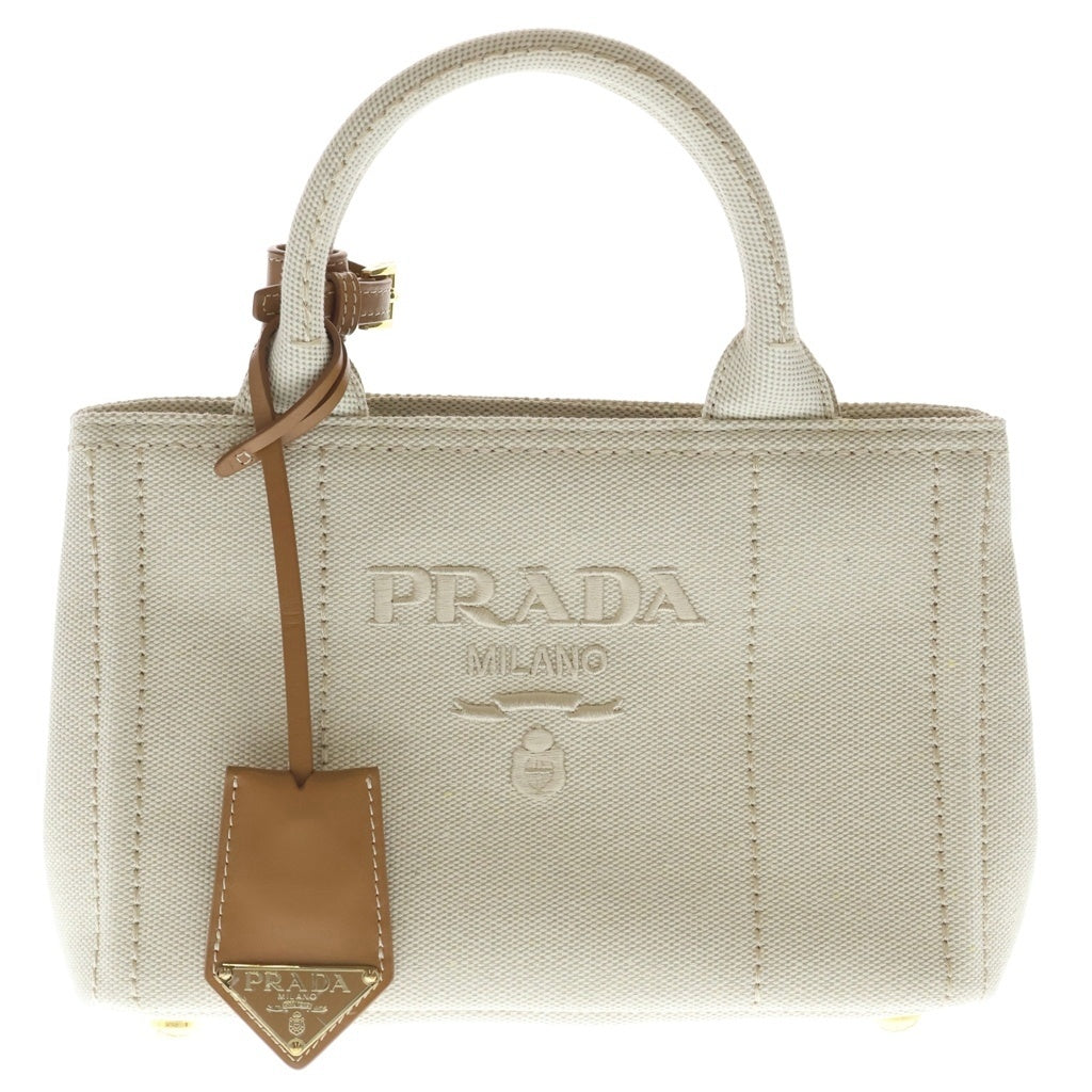 PRADA(プラダ) ジャルディニエール リネンブレンド ミニハンドバッグ ショルダーバッグ 2WAY ナチュラル 1BA038 レディース