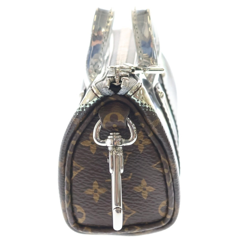 LOUIS VUITTON(ルイヴィトン) ミニキーポル モノグラム メタリックミラー PVC レザー バッグチャーム キーホルダー ブラウン/シルバー M01428 レディース