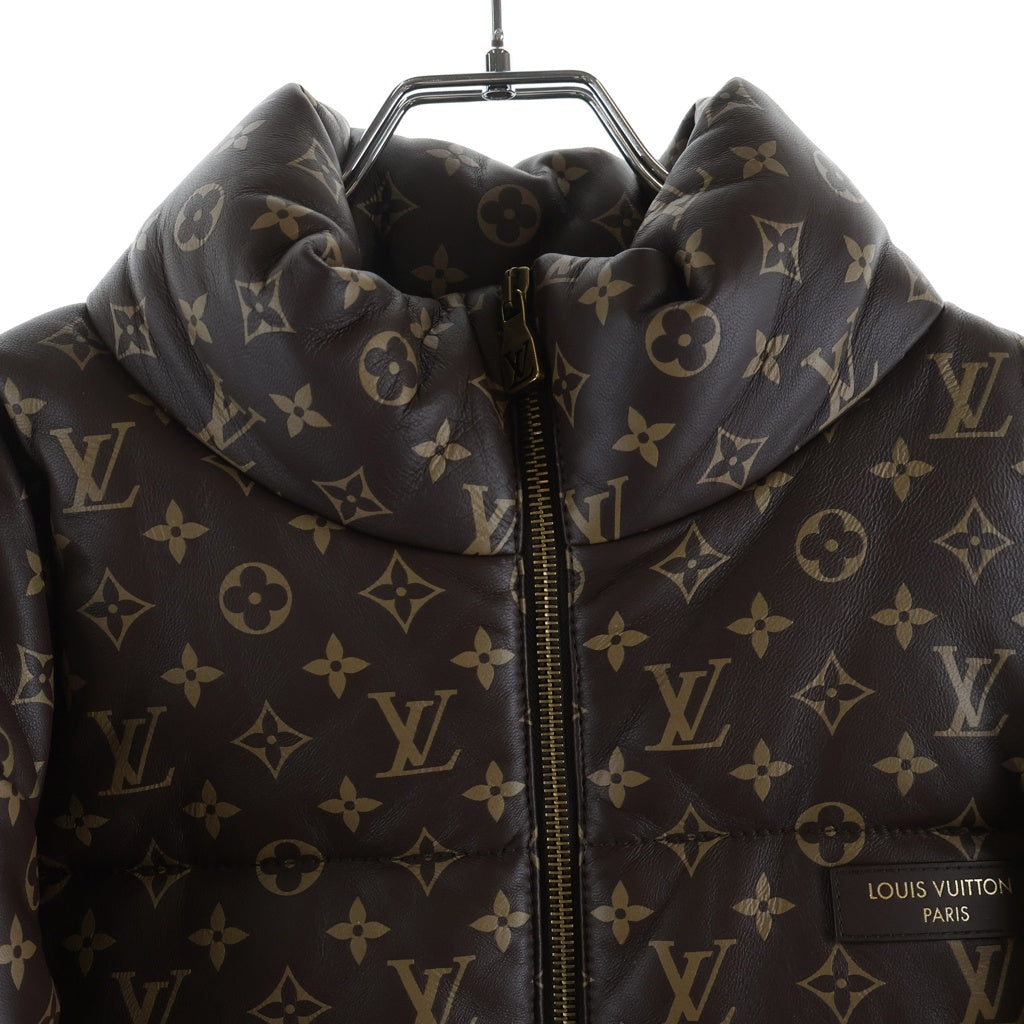 LOUIS VUITTON(ルイヴィトン) 26SS モノグラム レザー パッファージャケット ダウンジャケット 総柄 ラムレザー ジップアップ ブラウン 1AJVGQ RM261MPW2HUL92E