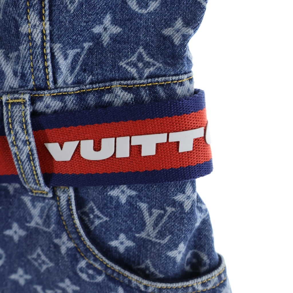 LOUIS VUITTON(ルイヴィトン) モノグラム デニムドレス ワンピース 総柄 ジップアップ ベルト ブルー RW242WD EFY FRDS56 レディース